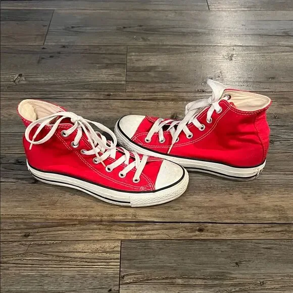 Converse Classic Red High-Tops with White Accents - Picture 3 of 8